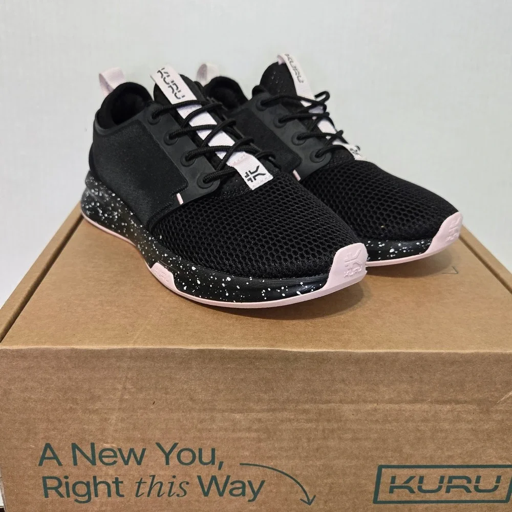Kuru NEW Atom Women's Wide Lace Up Sneakers Jet Black Misty Lilac Size 6